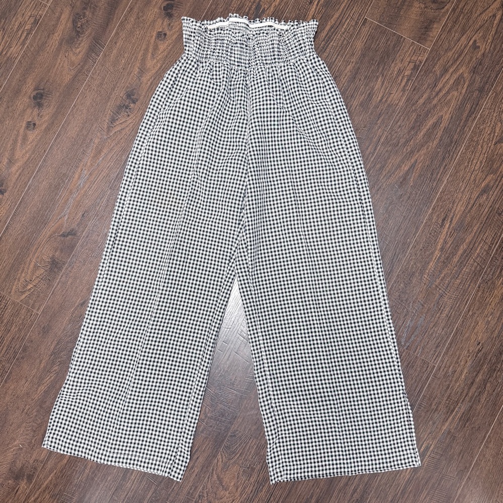 HEROS AND DREAMERS BLACK AND WHIRE GINGHAM CHECKED PANTS